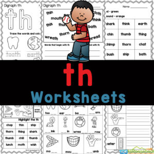 Review TH digraph words with these FREE printable TH sound worksheets for kindergarten and first grade students .