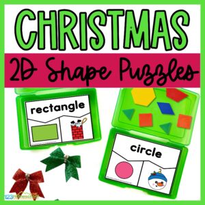 Print FREE Christmas Shapes Activity helps kids practice matching shapes and learning their names with this cute, holiday math activity!