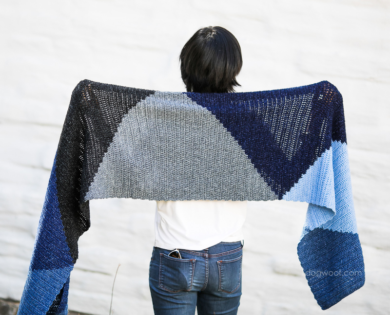 Triangles make for a fun modern crochet scarf wrap.