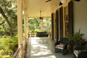 the backyard area of a house