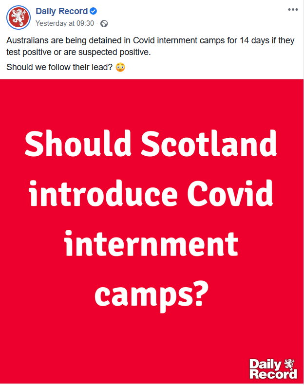 Au secours, ils sont fous !  Un journal écossais demande à ses lecteurs s'il faut créer des camps d'internement COVID