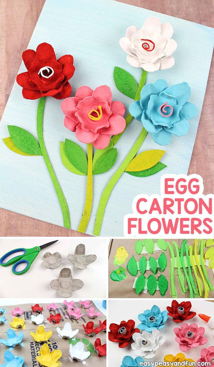 Create beautiful DIY egg carton flowers. This egg carton craft for kids is perfect for spring time and will make the most wonderful Mother's day kid made gift. Recycled crafts are the best. Kindergarten classroom friendly.