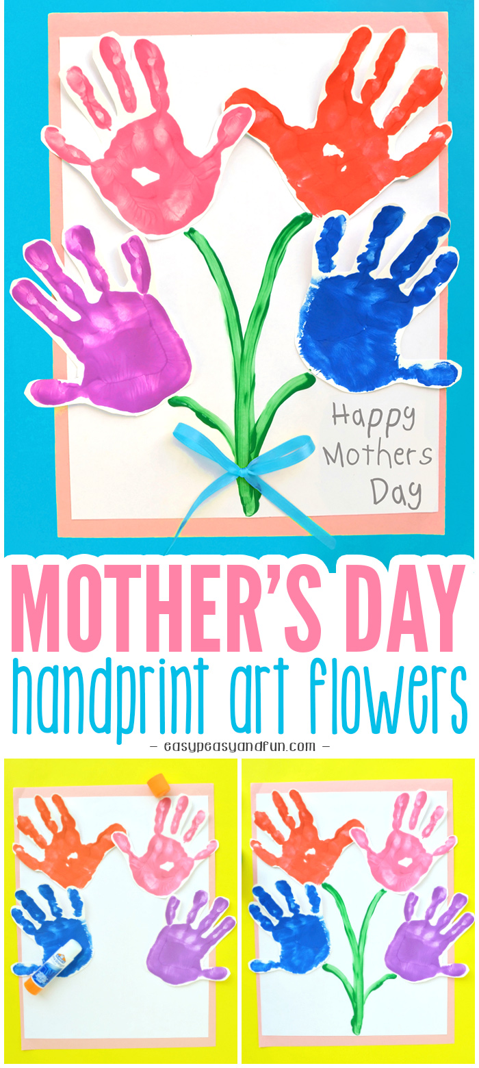 Mothers Day Handprint Art Flowers Craft for Kids