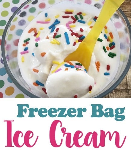 Do you love homemade ice cream? If you have not made it in a freezer bag then you are missing out. Homemade freezer bag ice cream is a delicious and easy to make sweet treat that you can whip up in minutes. Plus it is a fun recipe to make with kids. Simply grab a handful of ingredients (half and half, sugar, vanilla extract, coarse sea salt, ice, and a gallon and quart sized freezer bags) and youâ€™ve got everything you need to make yummy soft serve ice cream. 