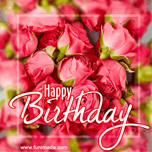 Creative red roses happy birthday animated image with message — Download on  Funimada.com