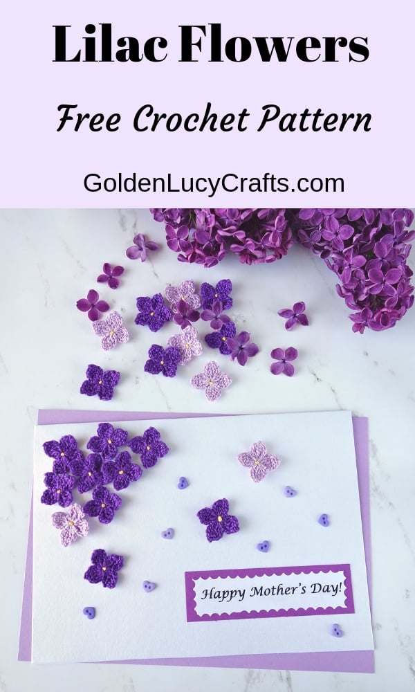 Crochet Lilac Flowers, Mother's Day Card with Lilac Flowers