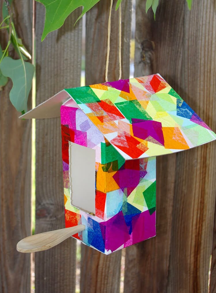Recycled milk carton birdhouses and bird feeders are a fun quick and easy kids craft that anyone can make! Perfect for kids of all ages!