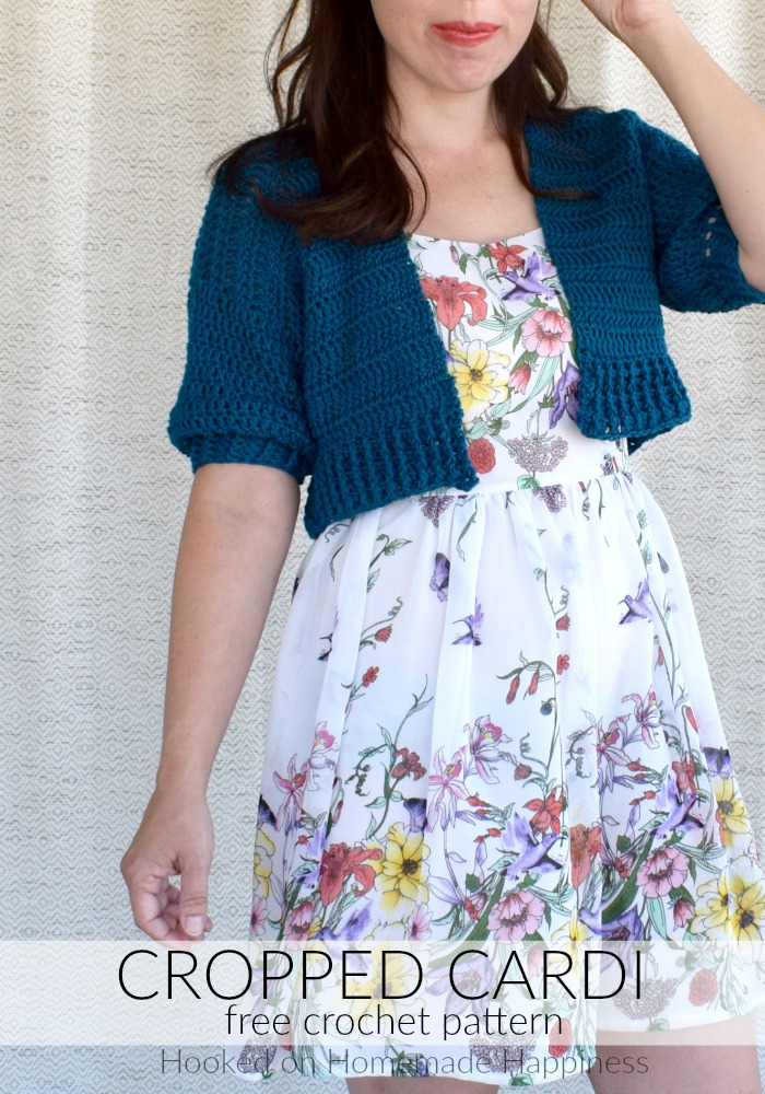 Cropped Cardi Crochet Pattern - This light weight, cotton Cropped Cardi Crochet Pattern is great for summer nights when it's not quite warm, but not cold enough for a jacket either.Â 