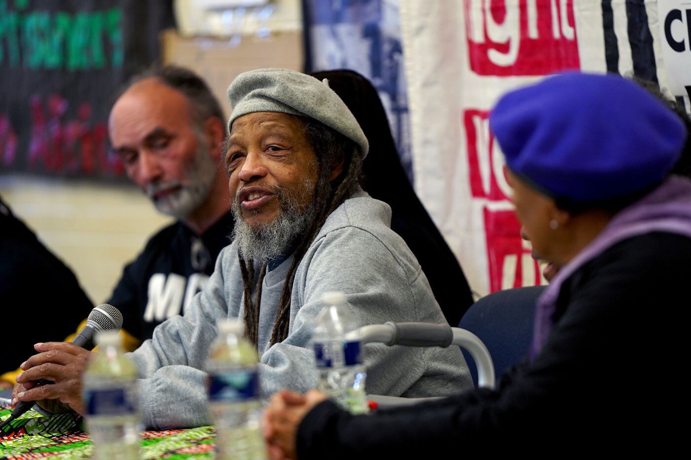 Move                         member Delbert Africa, who was paroled from                         state prison after nearly 42 years, held a news                         conference with other members of the MOVE family                         at the Kingsessing Library in West                         Philadelphia.