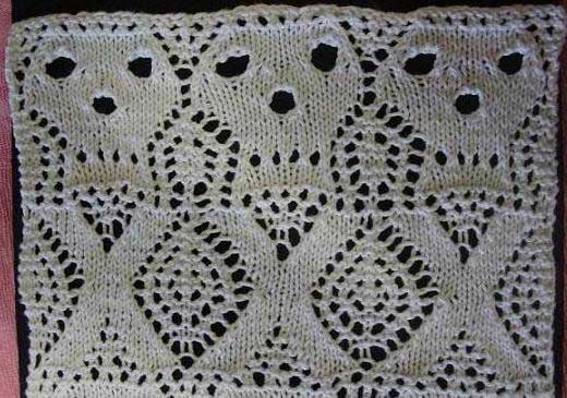 Skull and crossbones lace knitting stitch