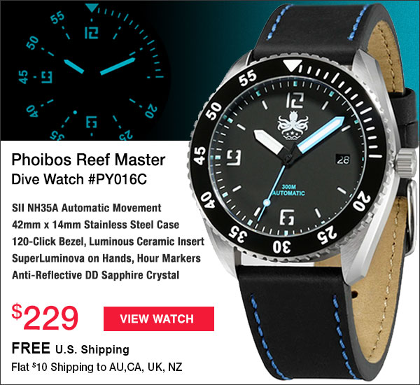 New Phoibos 300 meter automatic dive watches