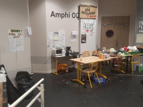 L'amphi O lors de son occupation en 2017 - LyonMag