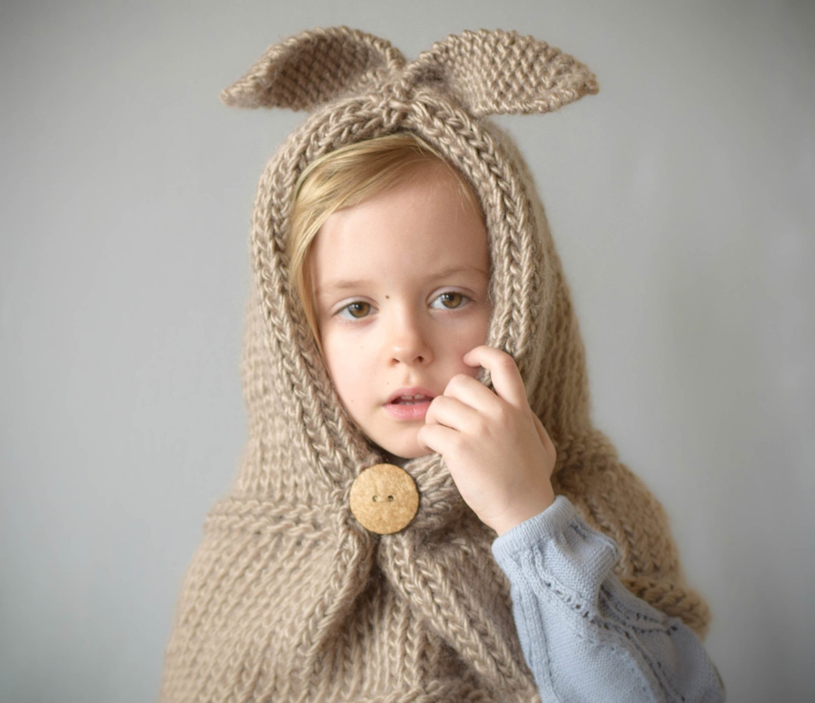 Free Knitting Pattern - Bunny Hood Shawl Cowl