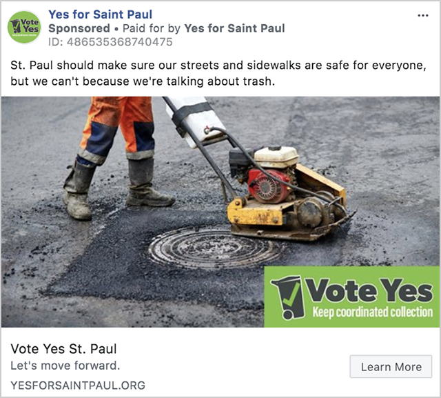 Yes for St. Paul has spent $1,000 on ads.