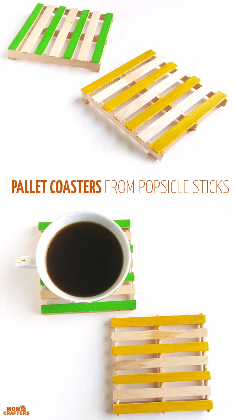 Make these fun craft stick pallet coasters using popsicle sticks! A fun popsicle stick craft for tweens and teens - as well as adults!
