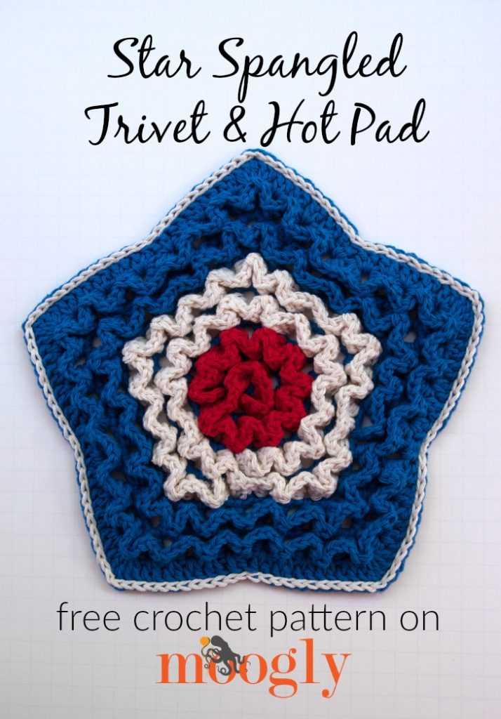 Star Spangled Trivet and Hot Pad - free crochet pattern on Mooglyblog.com!