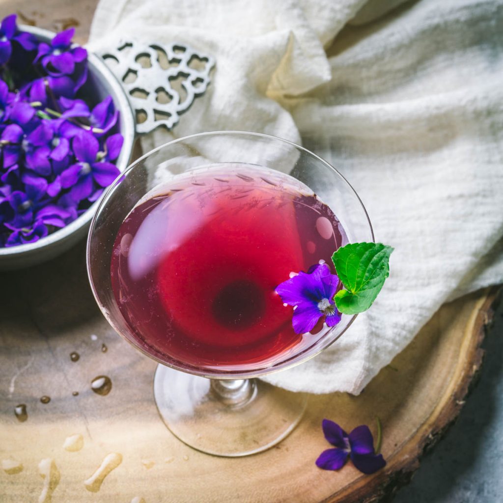 Aviation Cocktail with Violet Syrup