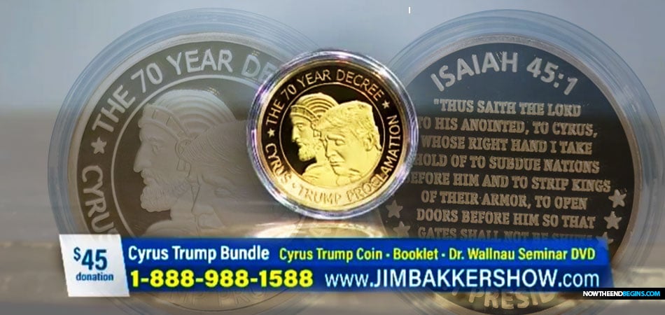 For $45, Lance Wallnau and Jim Bakker will sell you a Trump/Cyrus coin that you can use as a "point of contact" between you and God as you pray for Trump's re-election in 2020.