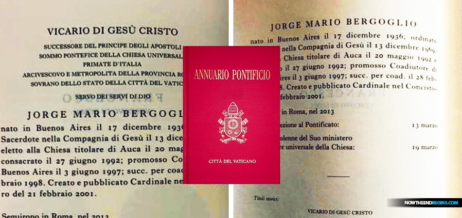 The person of Jorge Mario Bergoglio, who has officially disavowed being the Vicar of Christ in the 2020 Pontifical Yearbook, the Holy See’s annual directory