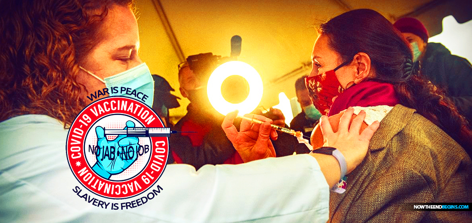 no-jab-job-forced-mandatory-covid-19-vaccinations-puts-pressure-on-anti-vaxxers-slavery-is-freedom-ignorance-strength-1984