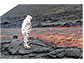 Standing alongside a 30-meter-wide lava channel