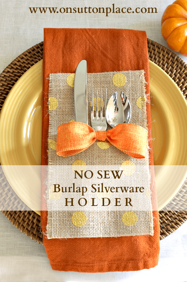 No Sew Burlap Flatware Holder 