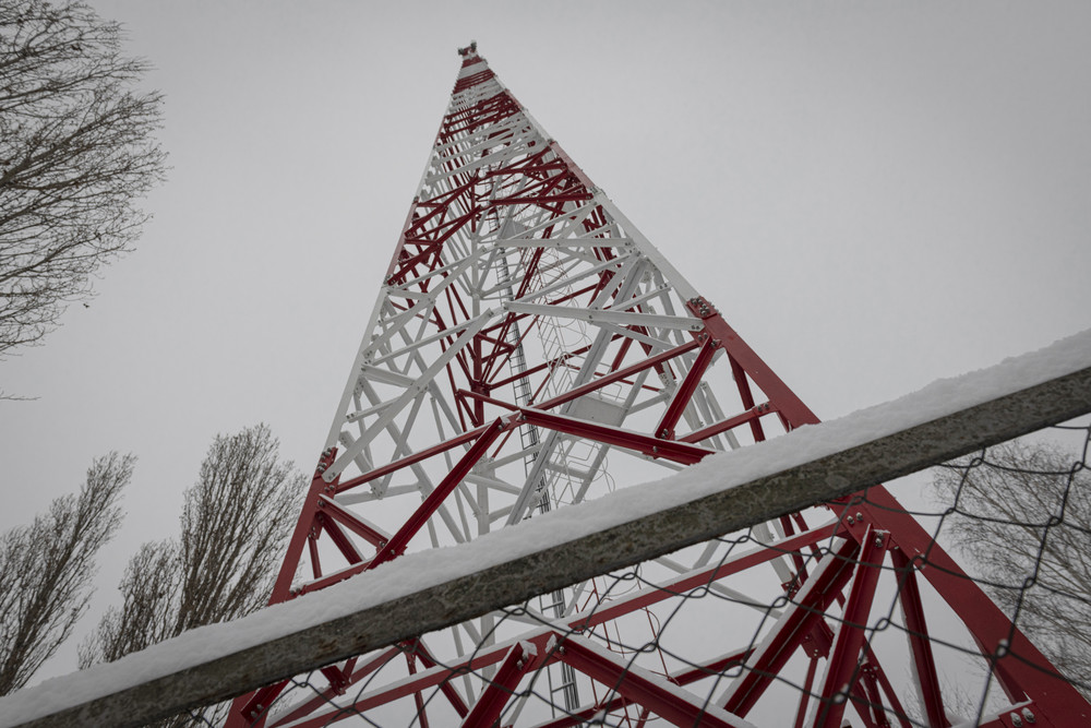 A view of a phone tower of Ukrainian mobile telephone network operator Kyivstar.