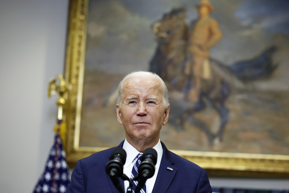 WASHINGTON, DC - FEBRUARY 16: U.S. President Joe Biden delivers remarks on the reported death of Alexei Navalny from the Roosevelt Room of the White House on February 16, 2024 in Washington, DC. Navalny, an anticorruption activist and critic of Russian President Vladimir V. Putin was reported by Russia’s Federal Penitentiary Service to have died in a prison he was
 recently transferred to in the Arctic Circle. (Photo by Anna Moneymaker/Getty Images)