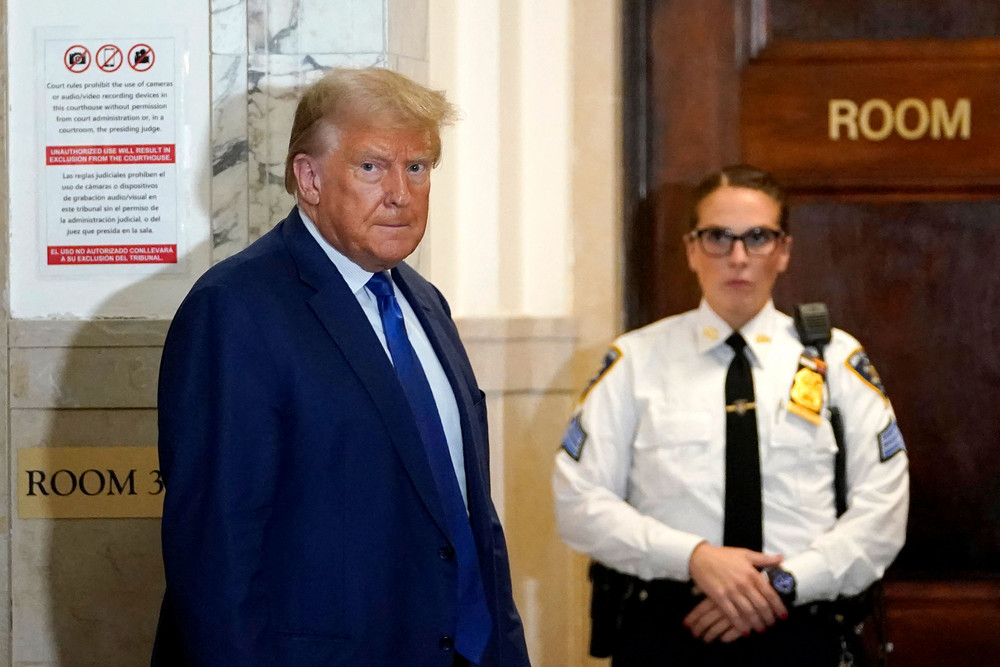 Former President Donald Trump during a break in court as he testifies during a fraud trial in New York City. 