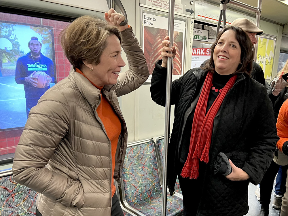 Maura Healey and Kim Driscoll on the MBTA