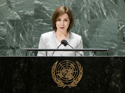 Moldova's President Maia Sandu addresses the United Nations General Assembly.