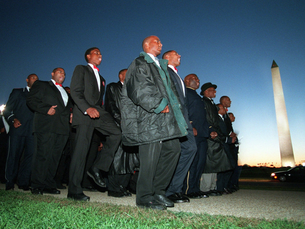 On this date in 1995: Members of the Nation of Islam march toward the Capitol in Washington during the Million Man March, a gathering of Black men and civil rights advocacy groups. 