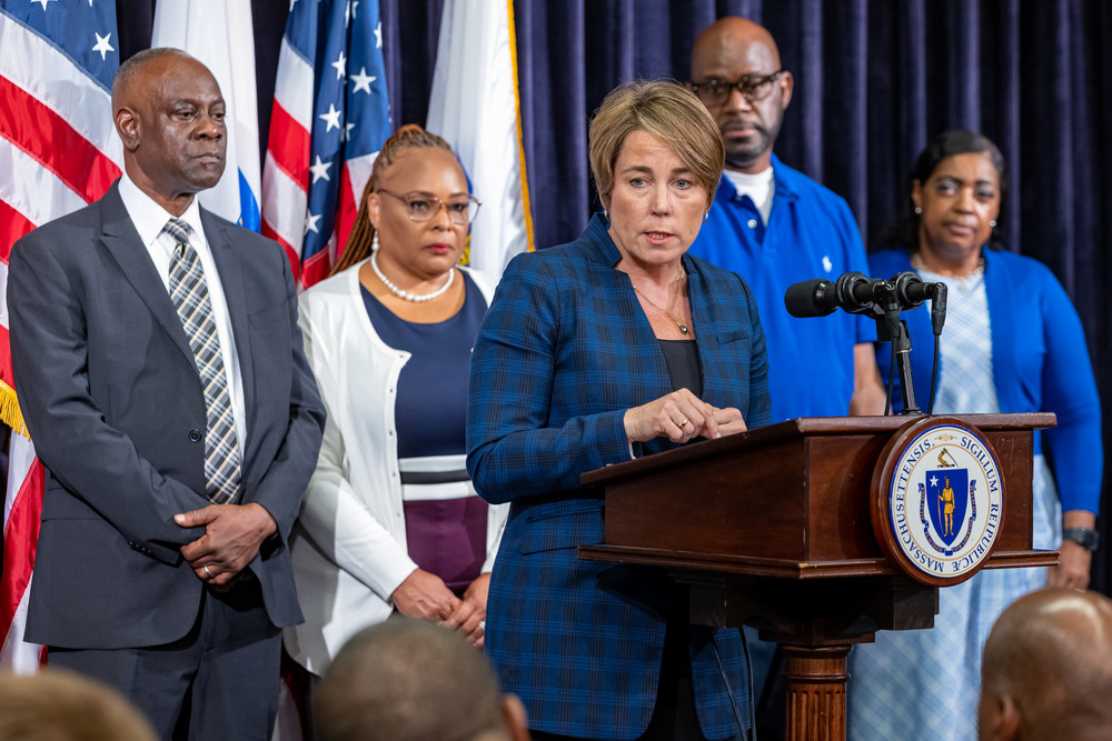 Governor Maura Healey announces she is recommending seven individuals for pardons to the Governor’s Council at the State House on June 15, 2023.