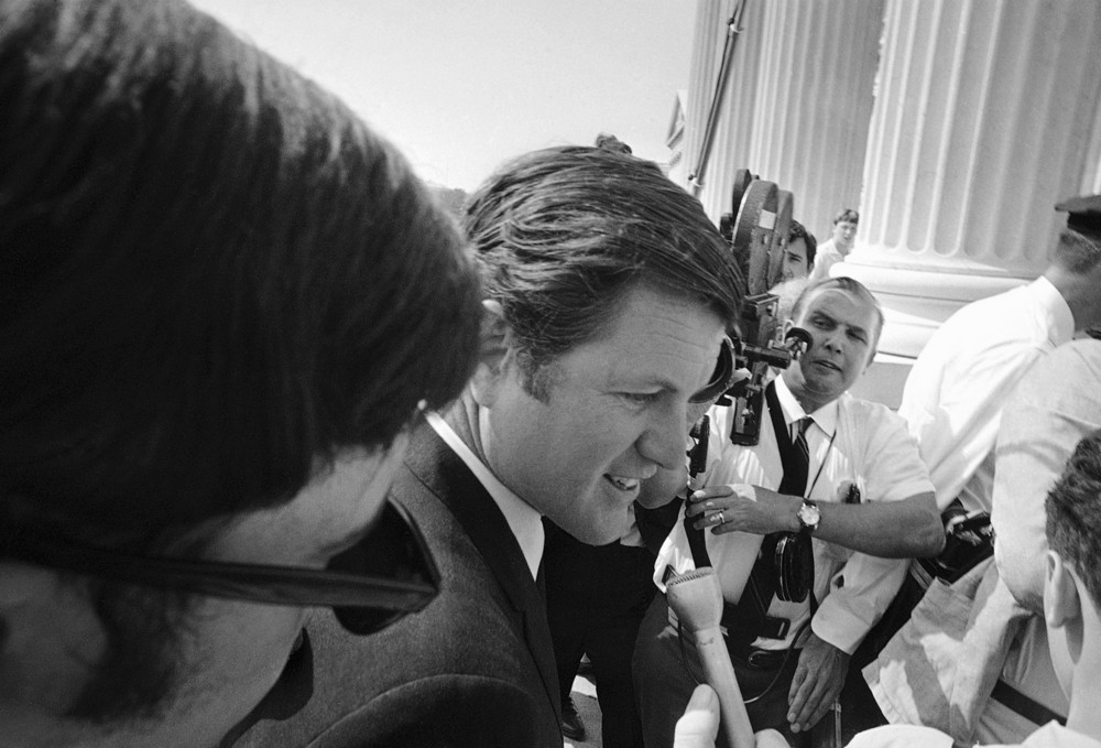 On this date in 1969: Sen. Edward Kennedy walks into the Senate, his first time back at the Capitol since the accident on July 18, 1969 in Massachusetts on Chappaquiddick Island. Senator Kennedy was driving a car which went off a bridge, killing passenger Mary Jo Kopechne. 