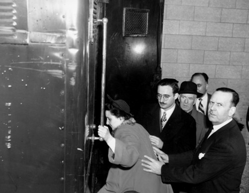 On this day in 1951: Ethel and Julius Rosenberg (in glasses) climb into a prison van after being convicted of espionage for passing secret information about the atomic bomb to the Soviet Union in 1945. The two were executed in June 1953. 