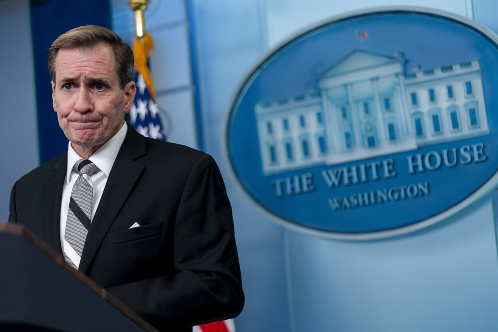 National Security Council spokesman John Kirby takes a question from a reporter at a press briefing at the White House in Washington, Thursday, Dec. 7, 2023. 