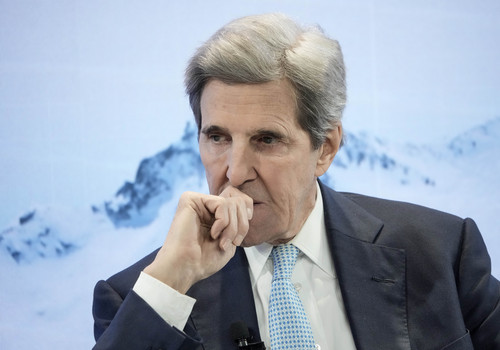 John Kerry, U.S. special climate envoy, during a discussion at the World Economic Forum in Davos, Switzerland. 