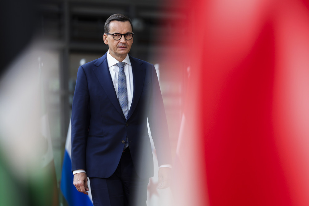 Poland's Prime Minister Mateusz Morawiecki at the EU-CELAC summit in Brussels, Belgium, July 18. 
