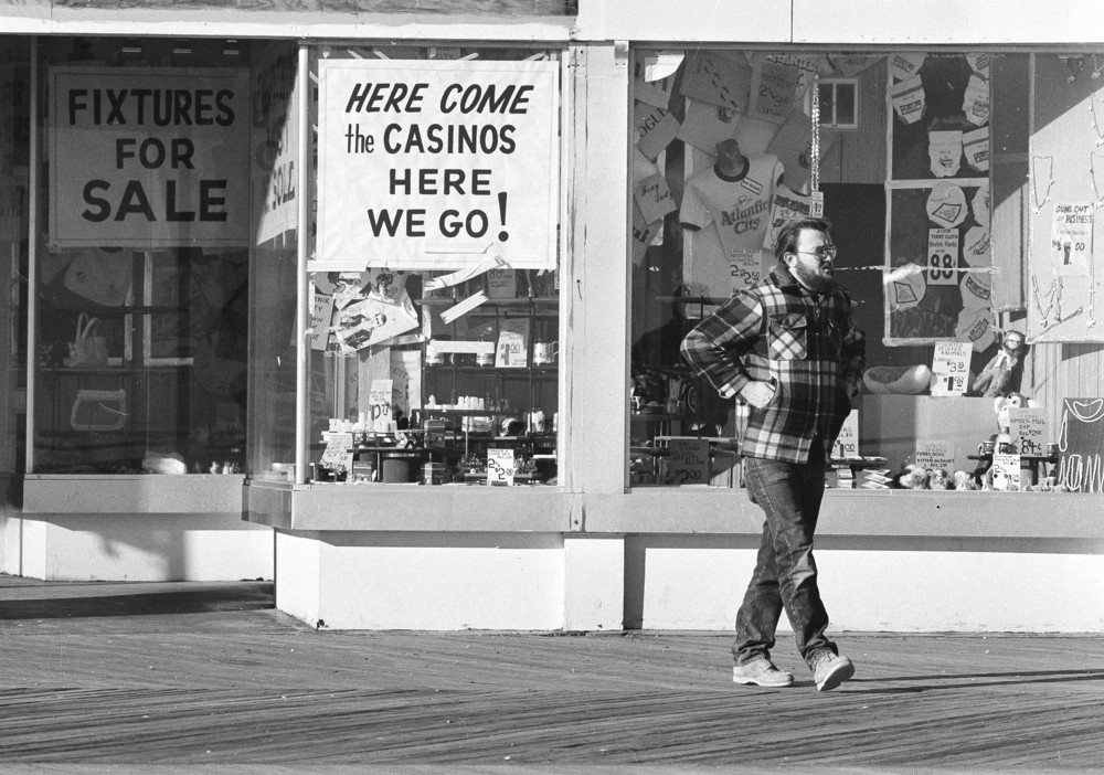 On this date in 1978: A souvenir shop stands closed on the Atlantic City Boardwalk where some old shops who can't meet sharp new rent increases are giving way to new businesses willing to take a high-priced gamble on the city's future in gambling. After New Jersey voters approved casino gambling in Atlantic City in 1976, Resorts Atlantic City became the first casino to open in the city two years later. 