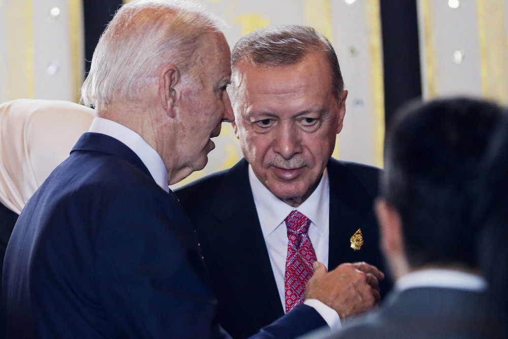 President Joe Biden speaks with Turkish President Recep Tayyip Erdoğan during a meeting at the G20 summit in Indonesia last year. 