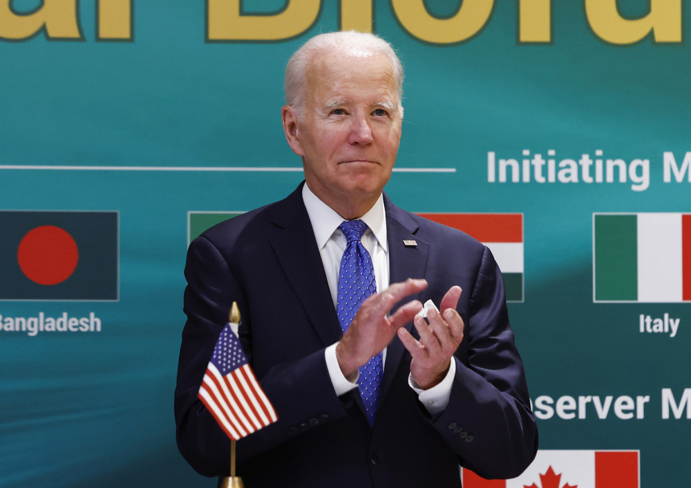 President Joe Biden attends the launch of the Global Biofuels Alliance at the G20 summit in New Delhi, India, Sept. 9, 2023.