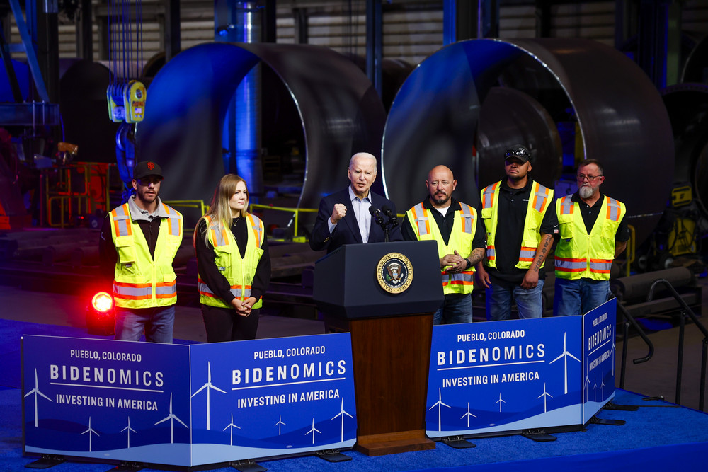 President Joe Biden speaks about Bidenomics at CS Wind on Nov. 29, 2023 in Pueblo, Colo.