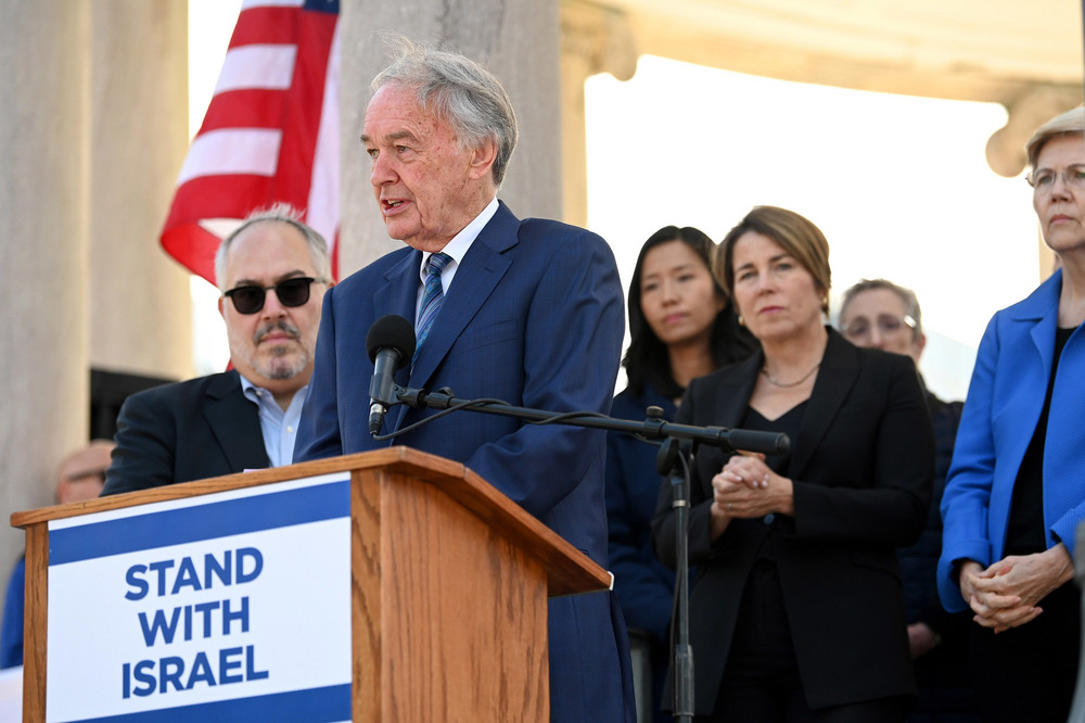 Ed Markey at a "Stand with Israel" rally