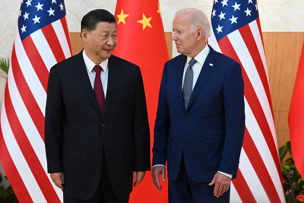 President Joe Biden and China's President Xi Jinping meet on the sidelines of the G20 Summit in Nusa Dua on the Indonesian resort island of Bali on Nov. 14, 2022. 