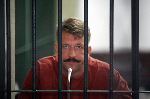 Viktor Bout sits inside a detention cell while waiting for an extradition hearing in Thailand in 2008. 