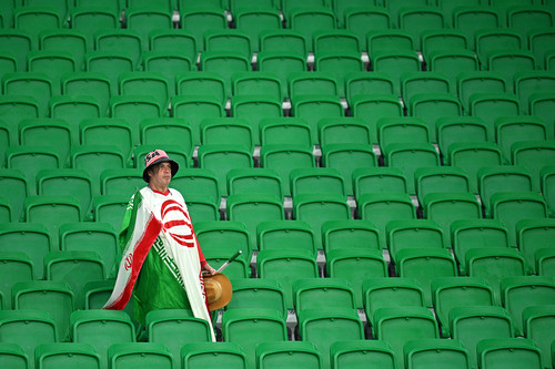 A fan reacts during the World Cup  Group B match between Iran and the U.S. 