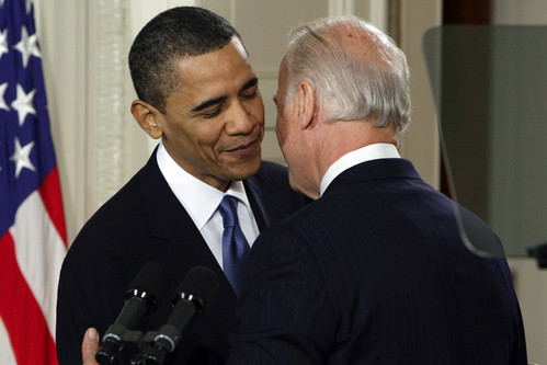 A photo of Barack Obama and Joe Biden from 2010. 