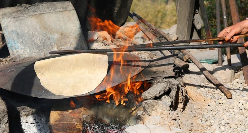 Tortilla on campfire