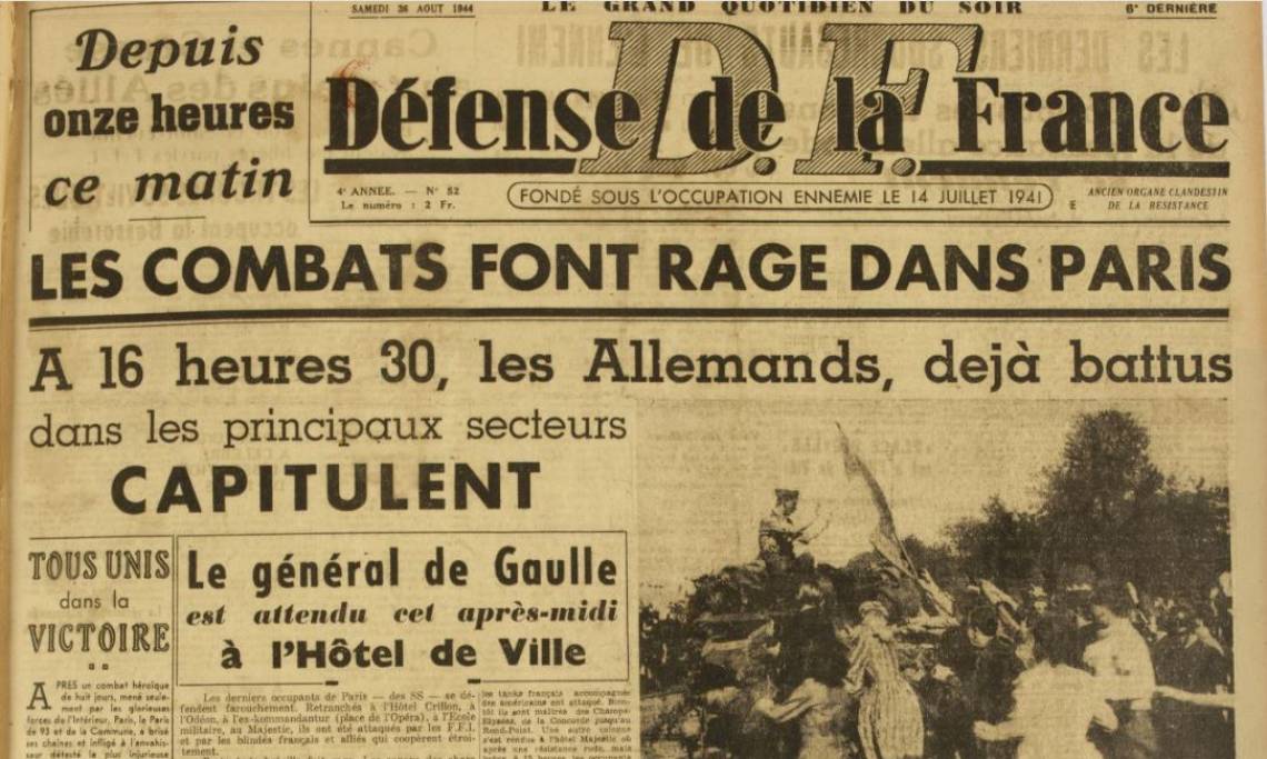 Défense de la France, le journal ancêtre de France-soir pendant la Libération