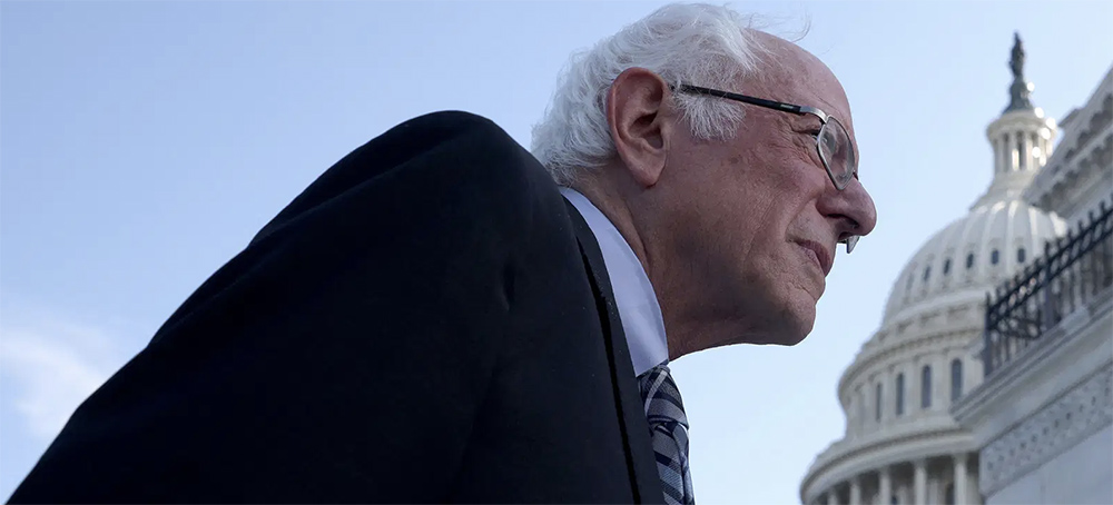 Sen. Bernie Sanders arrives at the Capitol after meeting with President Joe Biden at the White House in Washington, on July 12, 2021. (photo: Win McNamee/Getty Images)